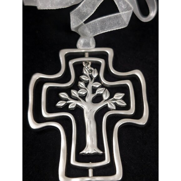 Cross Christmas Ornament I Said A Prayer For You Silver tone Tree - Picture 3 of 7
